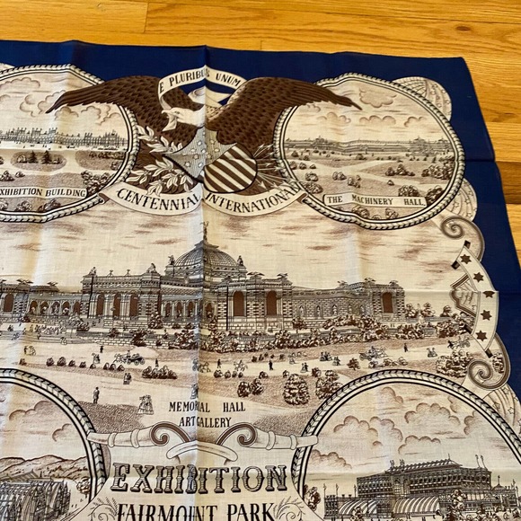 NWT Smithsonian Echo Centennial Vintage Scarf 1776 1876 Original Box Blue - Picture 4 of 9